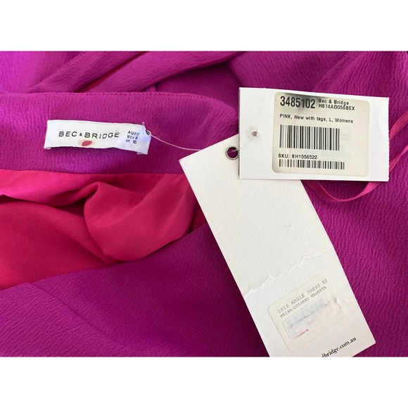 NWT Bec & Bridge Isis Angel Dress Womens Magenta Worn By Jennifer Lopez Cut Out - Picture 13 of 16